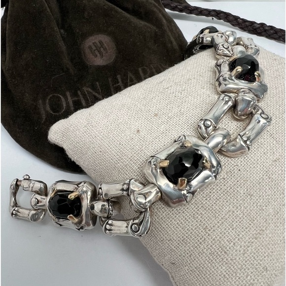John Hardy Bamboo Link Black Onyx Bracelet .925/18K Gold - Picture 1 of 10